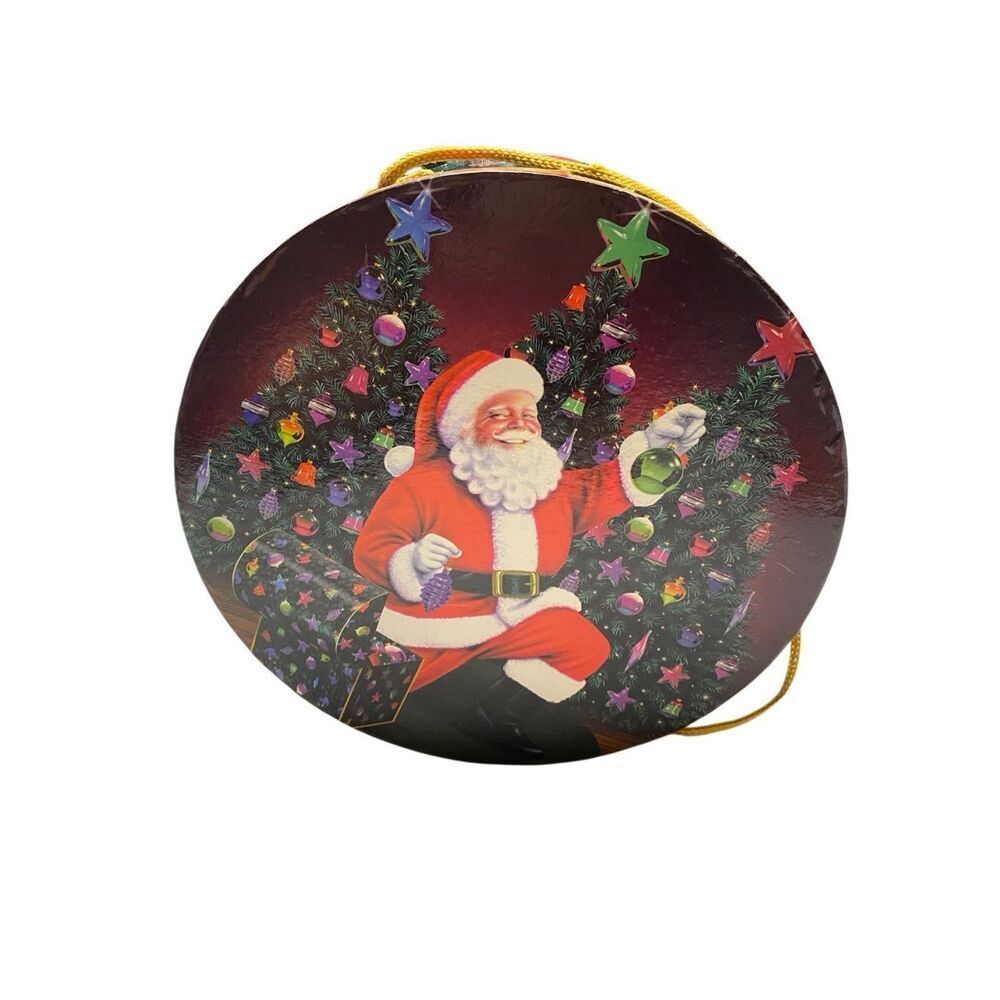 Vintage Santa Hat Box The Dolly Mamas Christmas Round Gift Box Storage Holiday